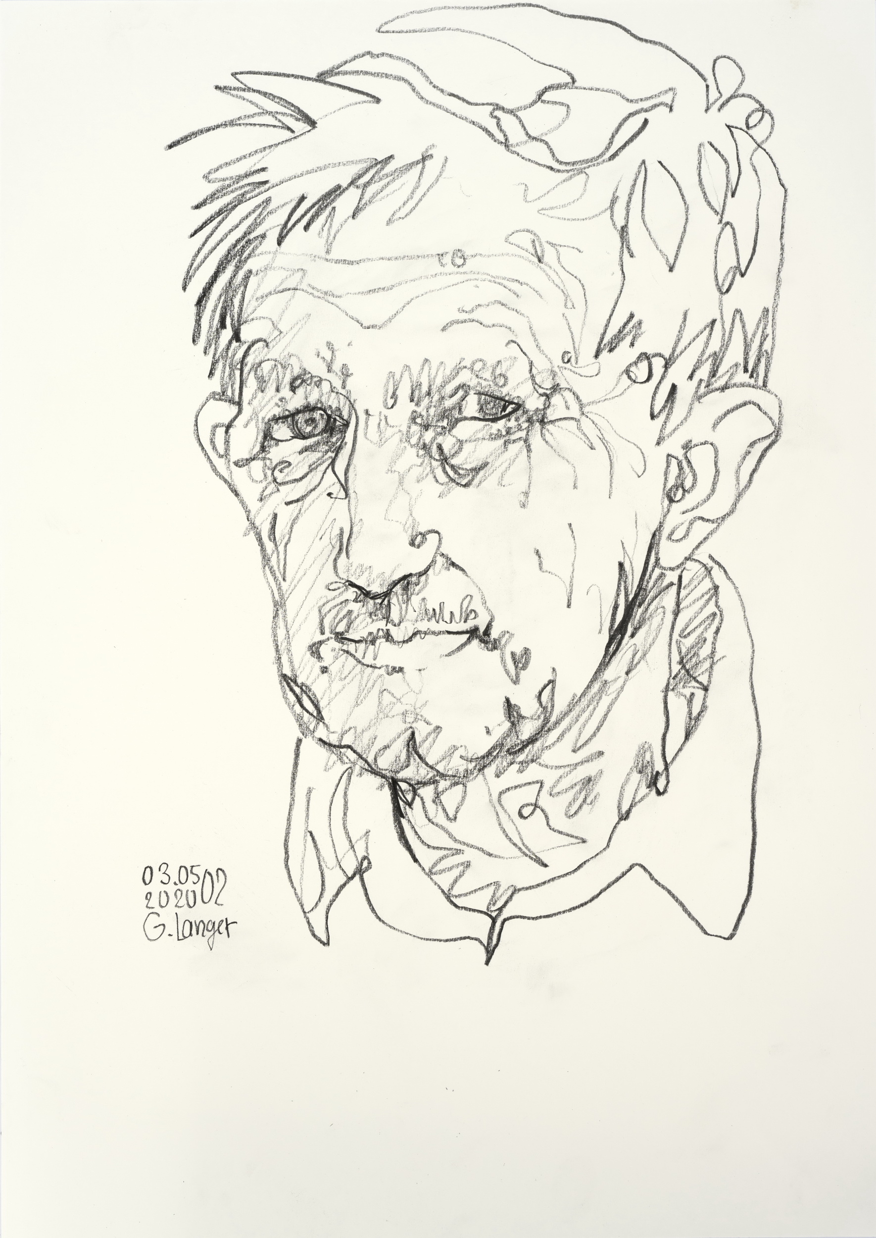 Gunter Langer, Mann, Portrait, 2020, Zeichenpapier, 59 x 42 cm